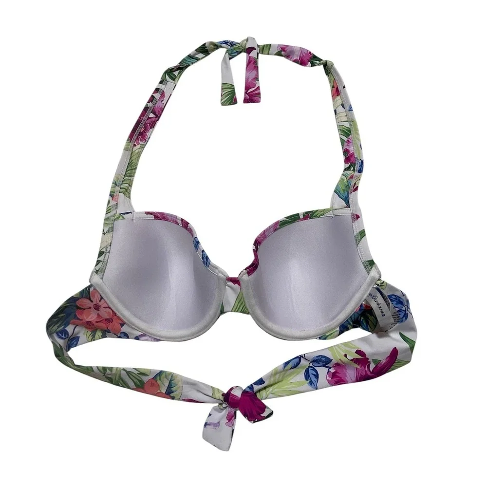 Tommy Bahama Coastal Gardens UV Bra Halter Bikini Swim Top Underwire Floral 34 C